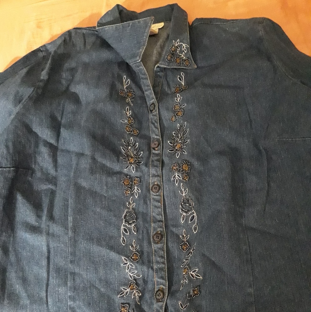 jean shirt with beaded details size 3x